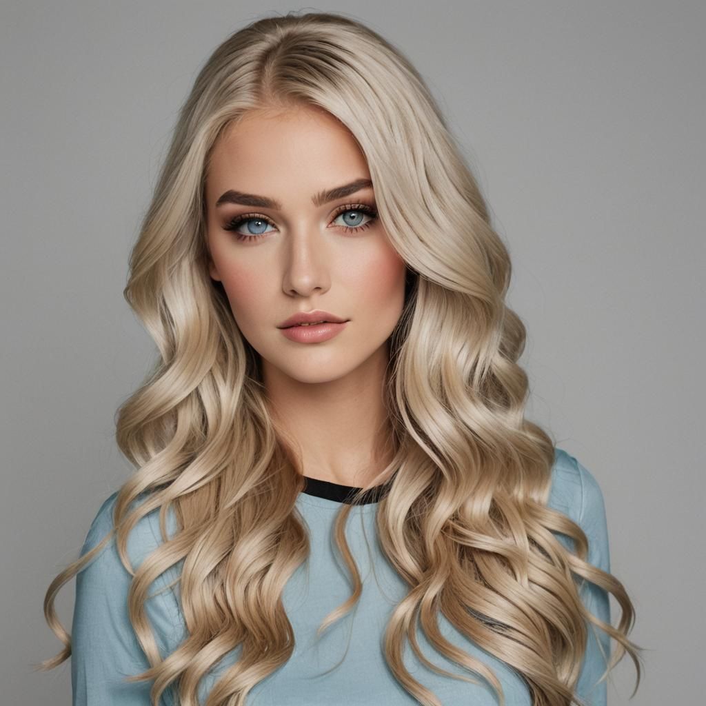 Glamorous Blonde in Designer Dress at Cafe