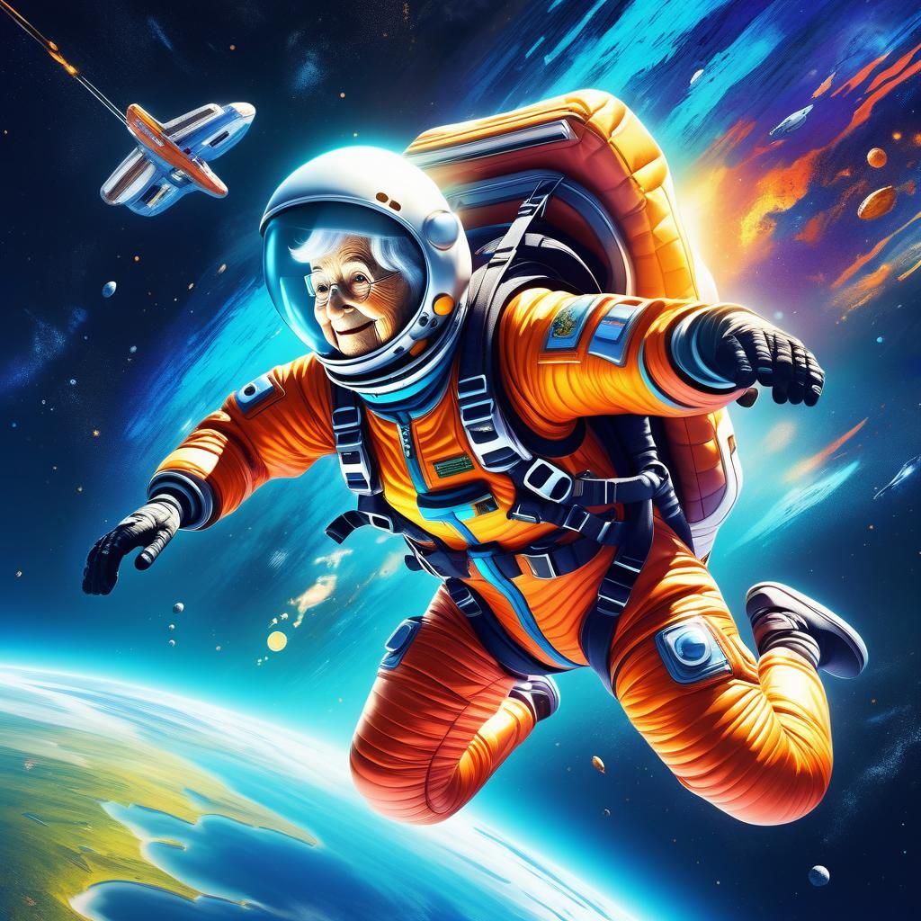 skydiving grandma space fantastical
