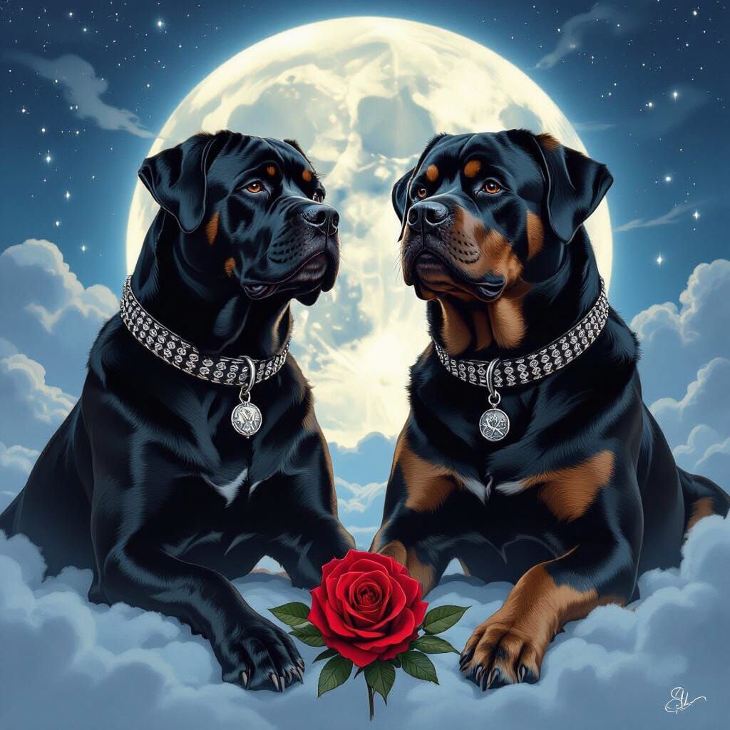 Celestial Canines: Busts Under a Luminous Moon