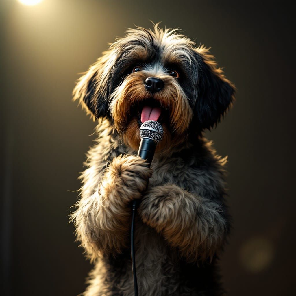 Singing Havanese Dog in Photorealistic Style