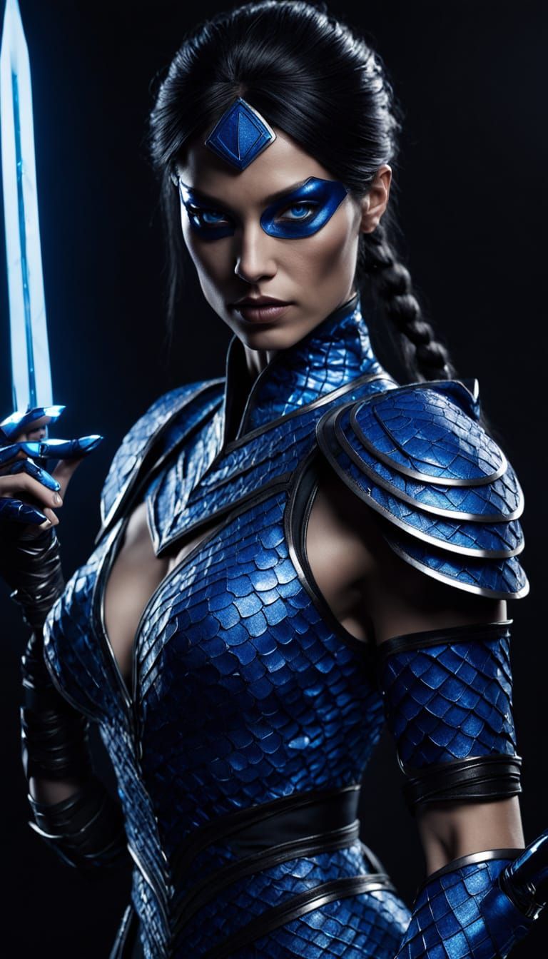Female Warrior with Blue Mask in Unreal Engine