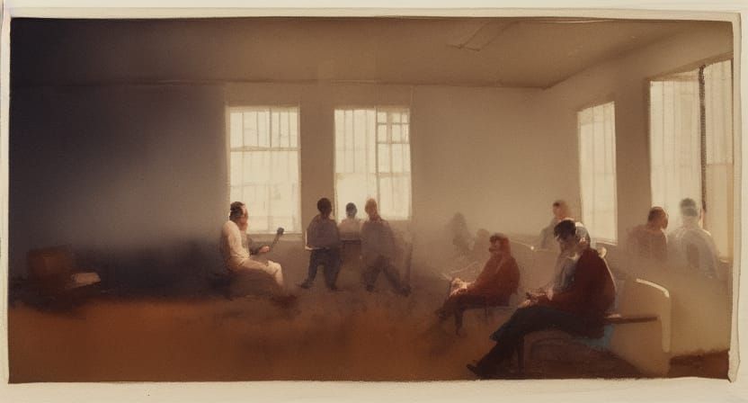 Angry Dad Screams in Hospital, Watercolor Painting