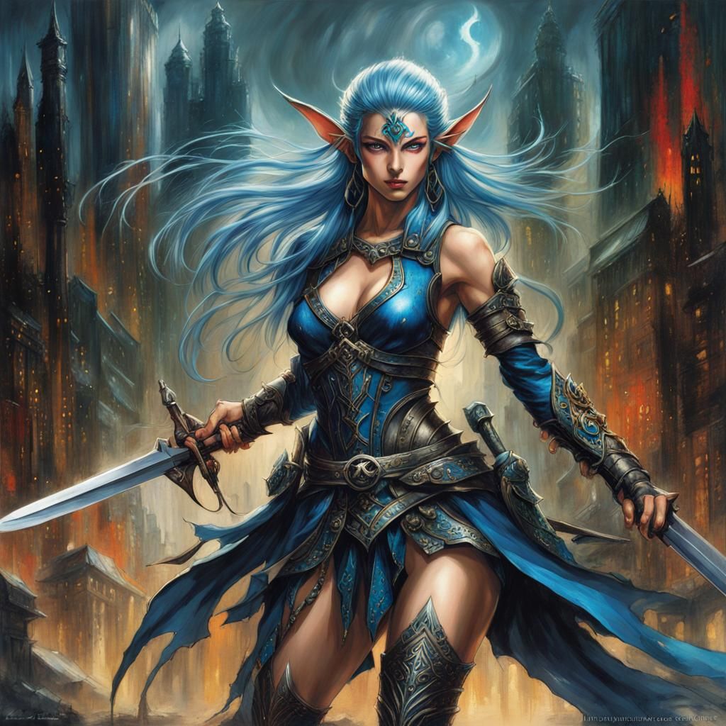 Graceful Elf Warrior in Anime Style Portrait