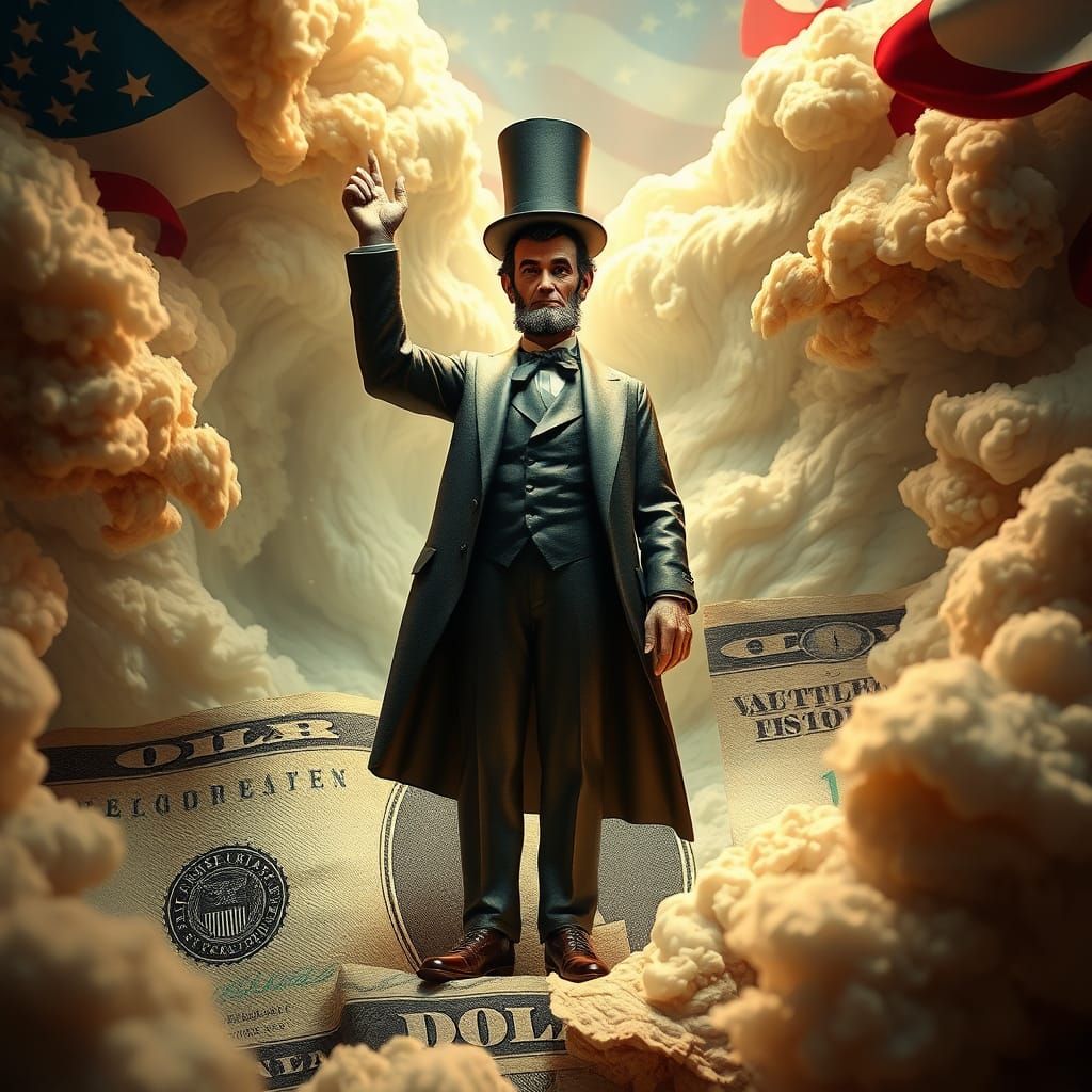 Abraham Lincoln 3D Portrait on Dollar Bill