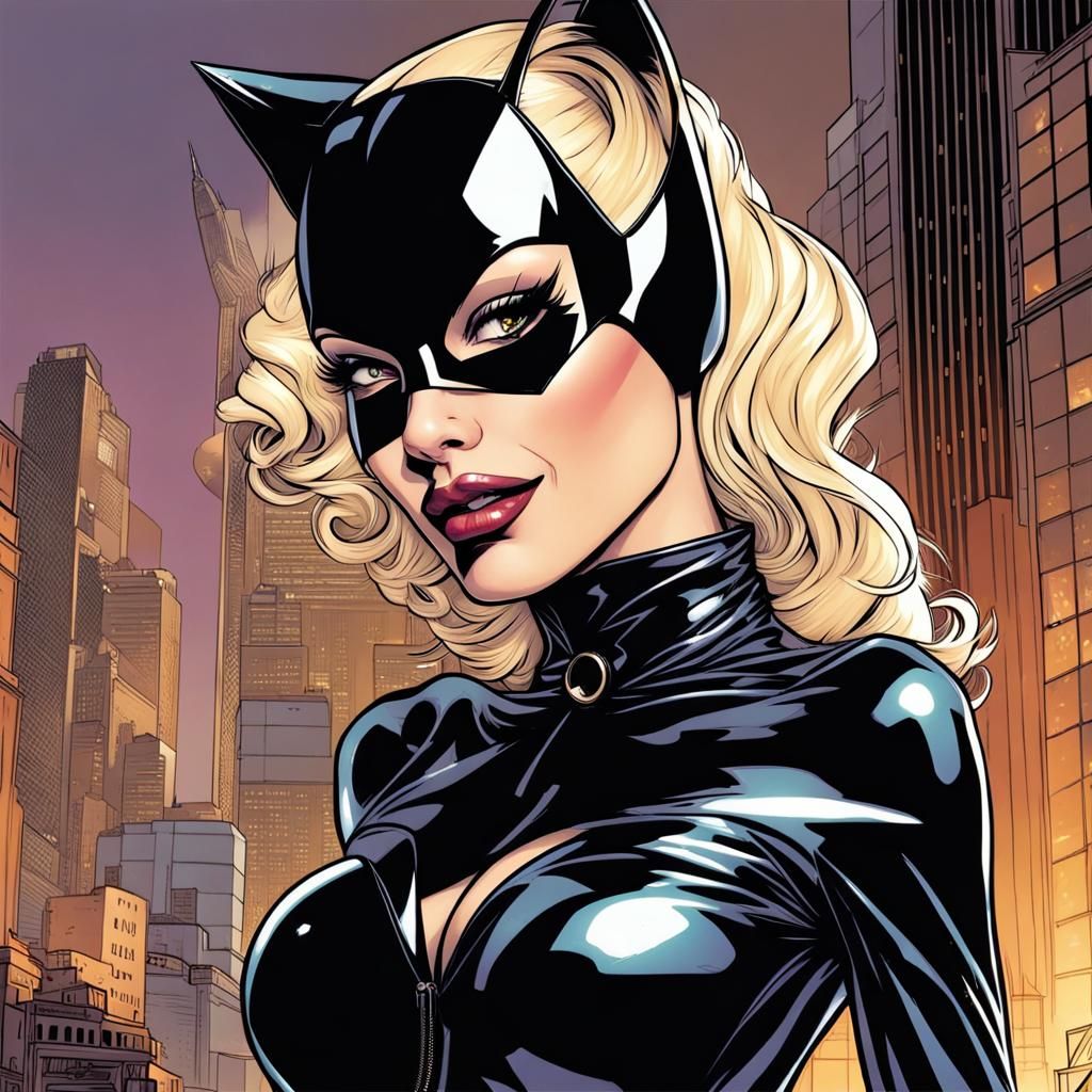 Gwen Stefani as Catwoman in Comic Book Art
