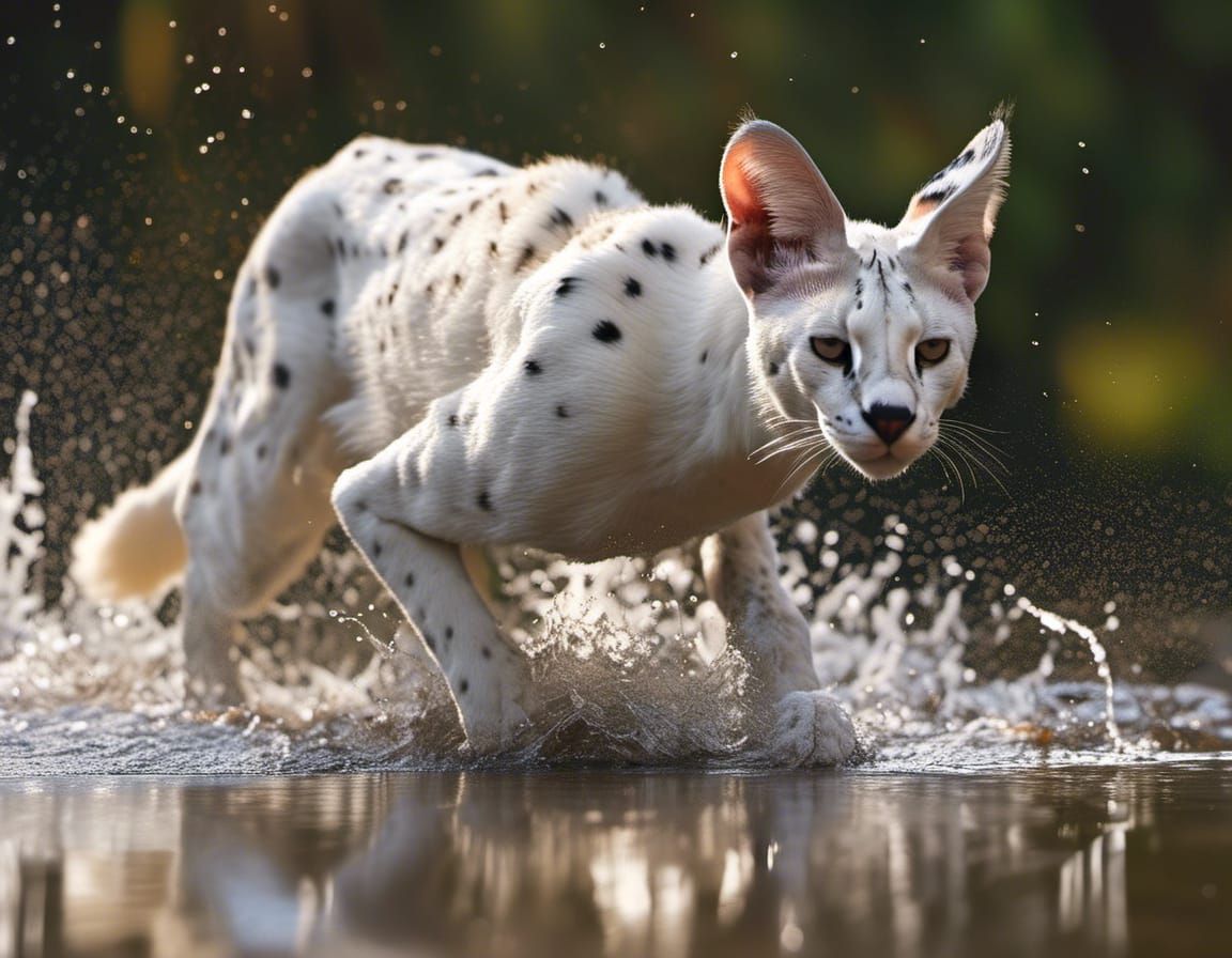 Serval – Leucistic Serval (white Serval) in the African Wild...