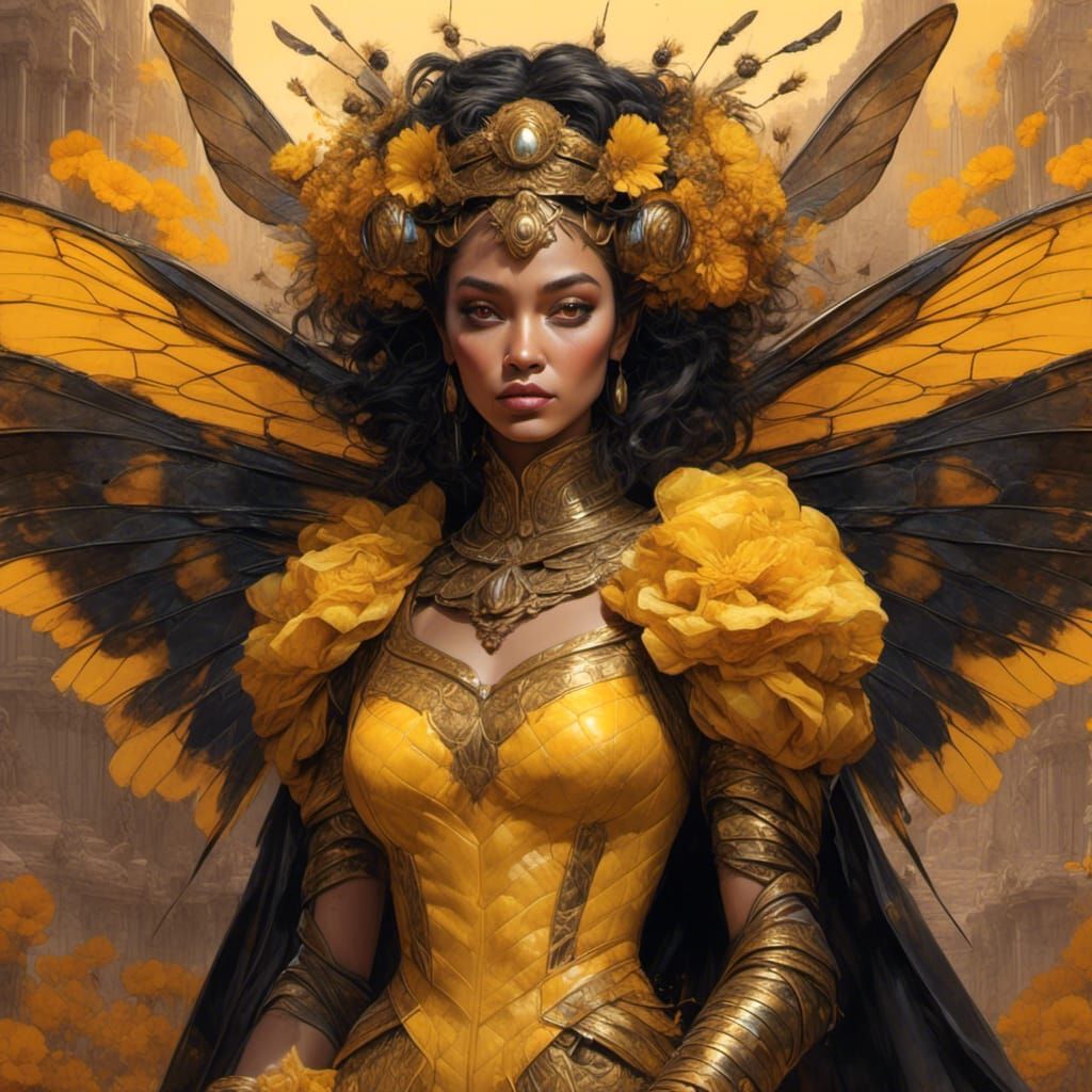 Queen Bee Woman in Hyperrealistic Splash Art