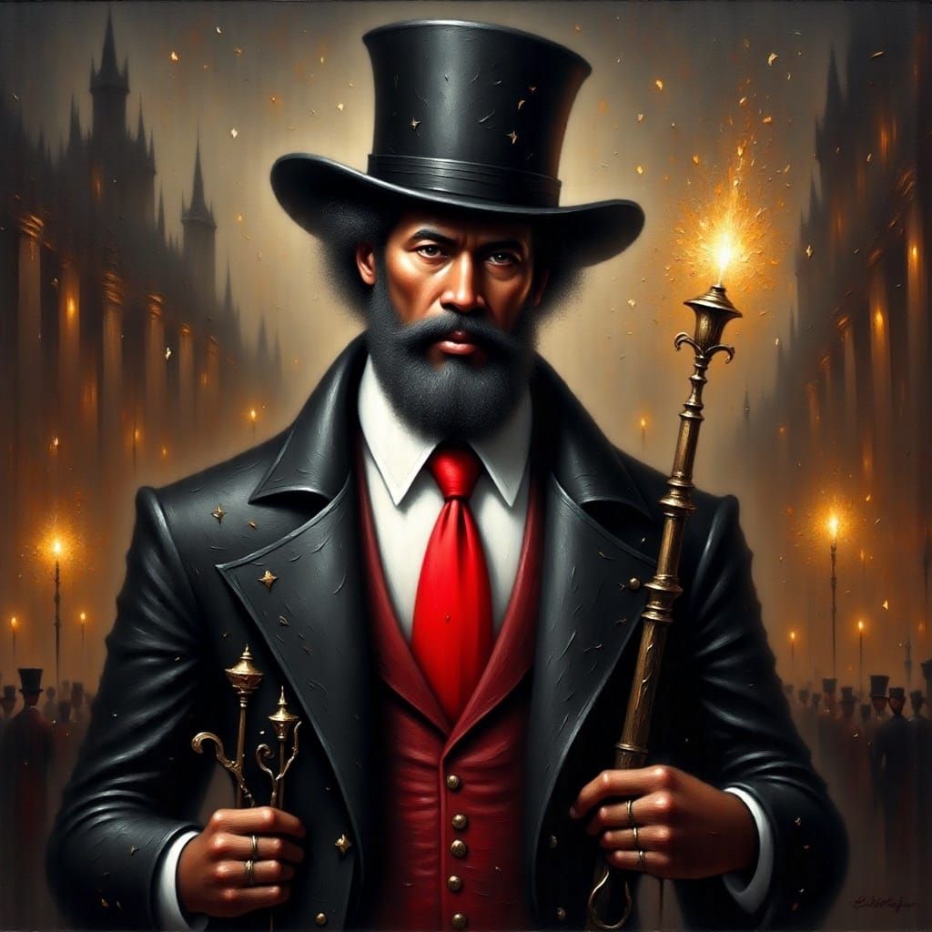 Religious Leader Nehemiah Scudder in Black Fantasy Style