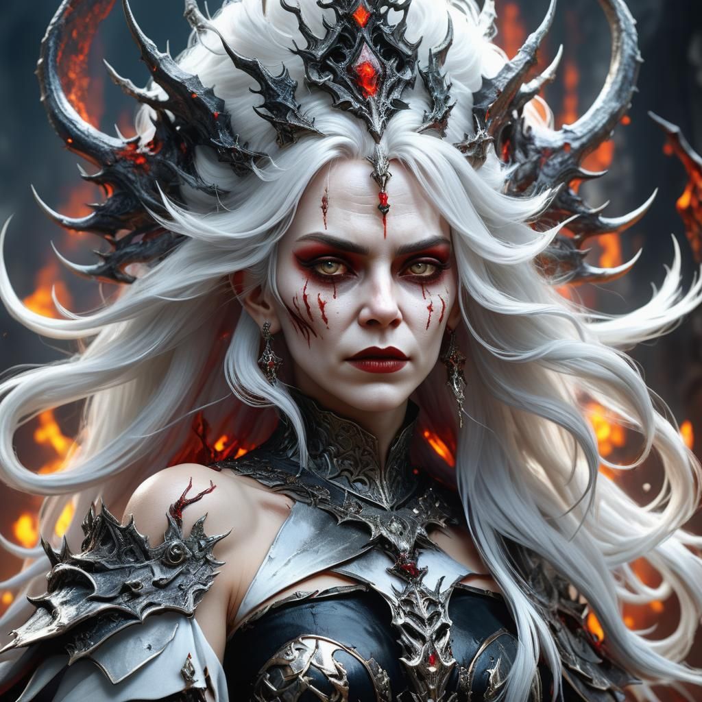 Hyperrealistic Queen of Hell in Detailed Matte Painting