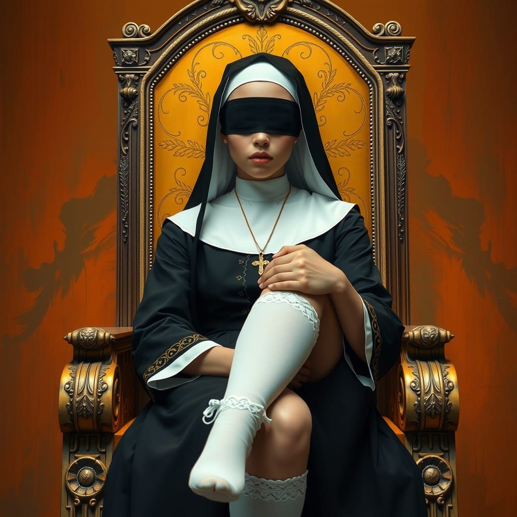 Dominant Nun Surrounded by Golden Splendor