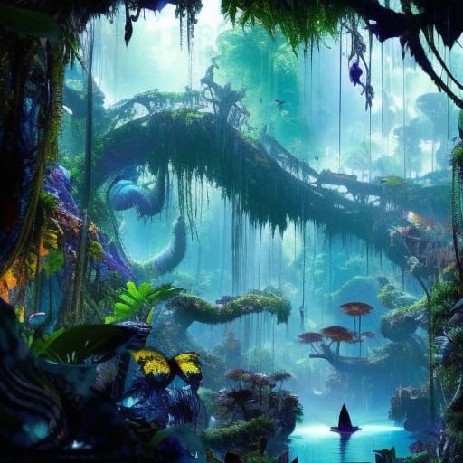 Glowing Pandora at Night: Hyperrealistic 8k Scene