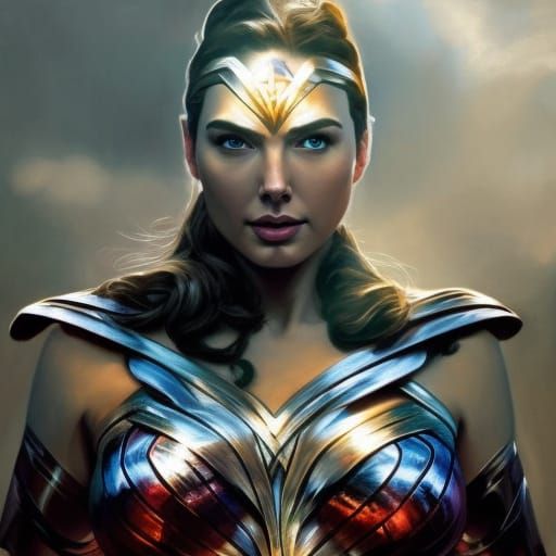 Wonder Woman Portrait in Hyperdetailed Digital Art Style