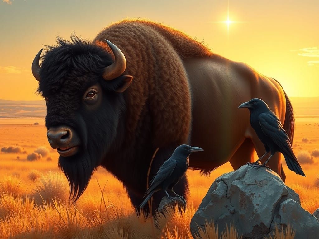 Majestic Bison Under Starlight