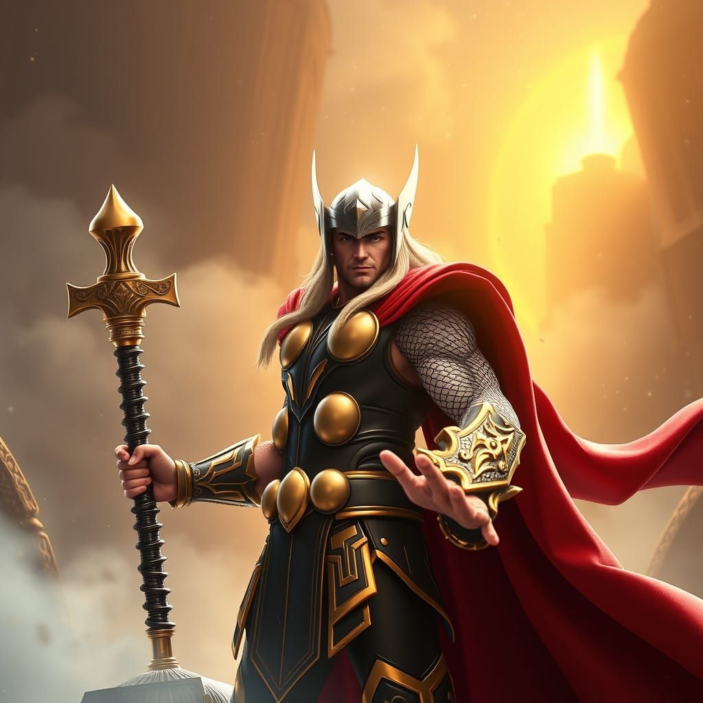 Marvelous Thor in Ancient Norse Aesthetic with Anime Influen...