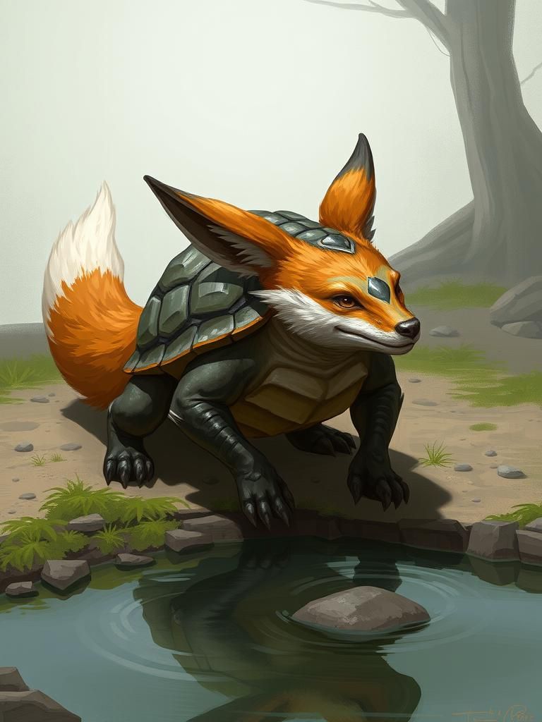 Turtle-Fox Hybrid Creature Concept Art