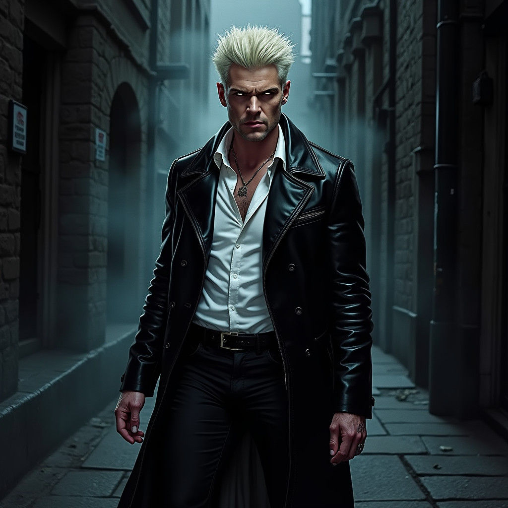 Billy Idol Vampire in Gothic City, Gritty Art