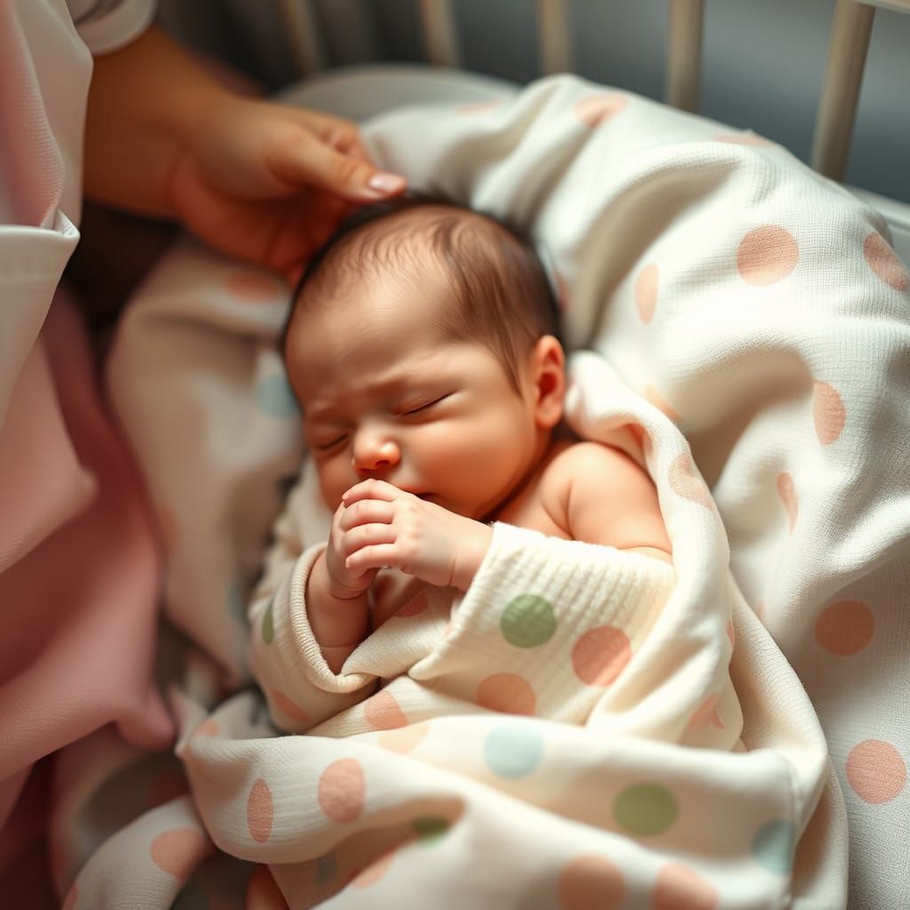 Newborn Baby Comforted by Nurse in Whimsical Nursery Scene