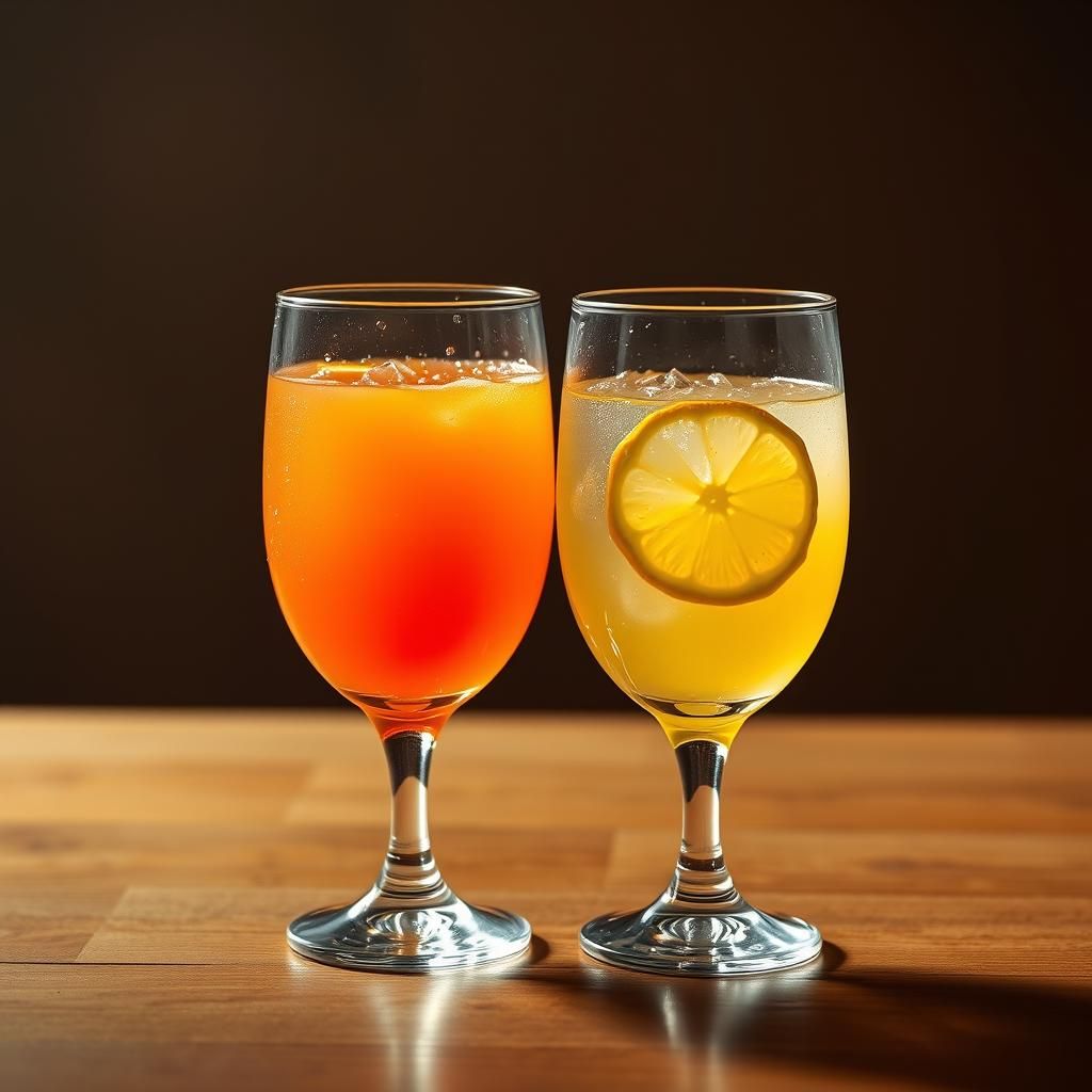 Orange Juice and Lemon Juice in Hyperreal Style