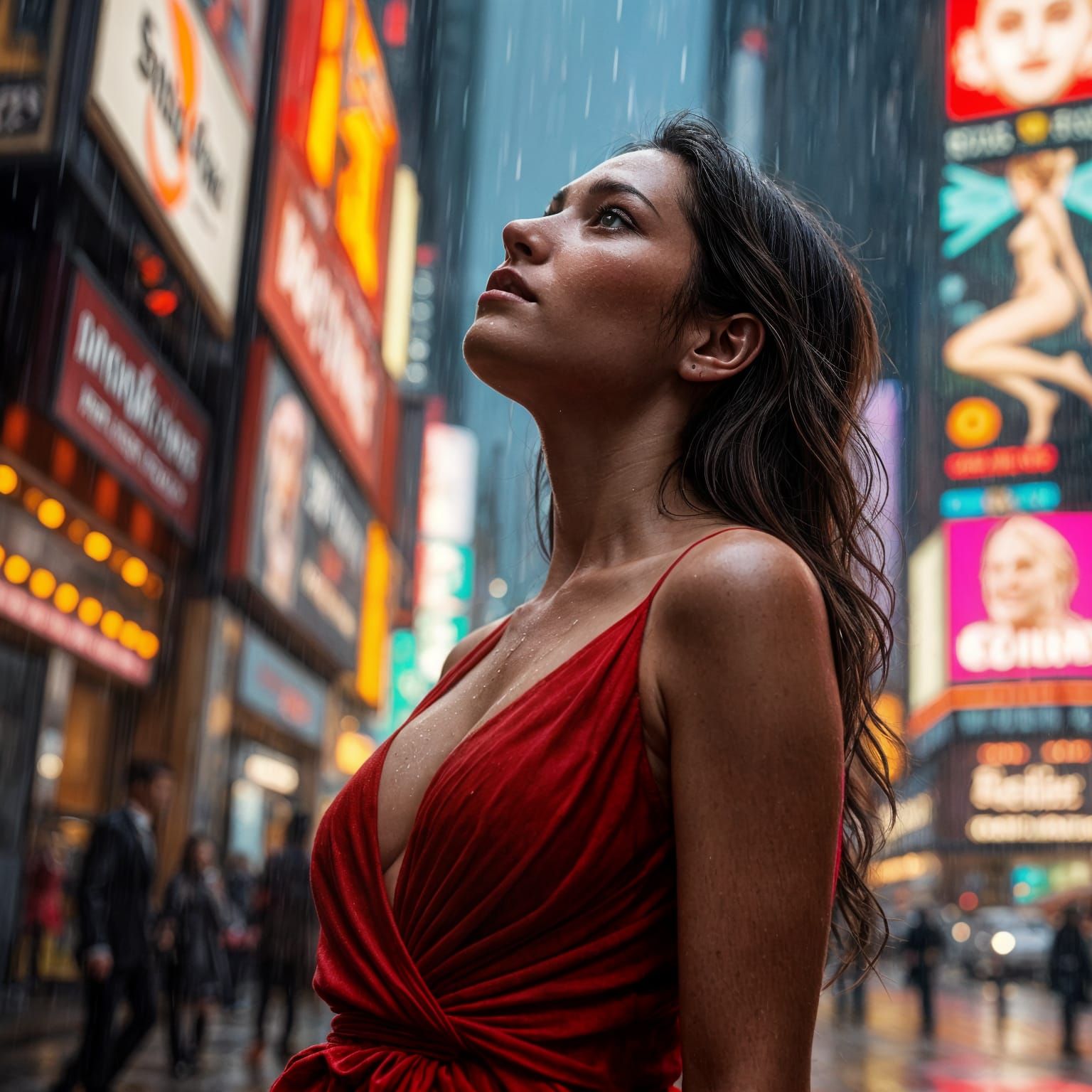 Sultry Woman Caught in Times Square Downpour, in Impressive ...