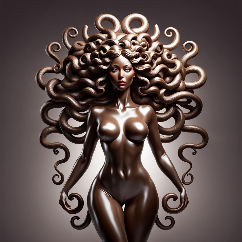 Chocolate Medusa Goddess in Photorealistic Style