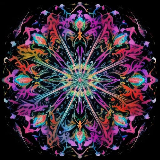 Vibrant Abstract Expressionist Masterpiece with Kaleidoscopi...