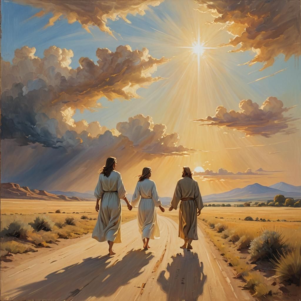 Sacred Oil Painting of Christ-like Figure