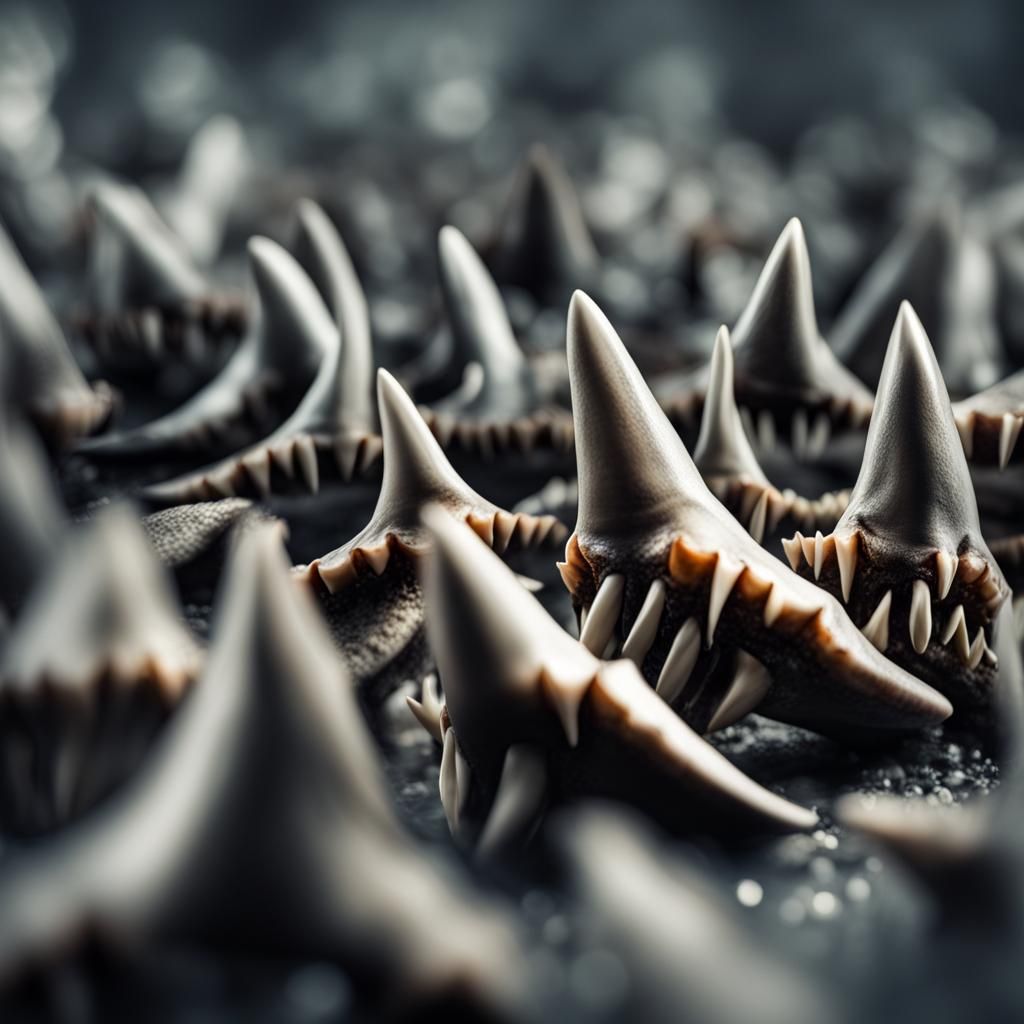 Hyperrealistic Close-Up of Shark Teeth in HDR