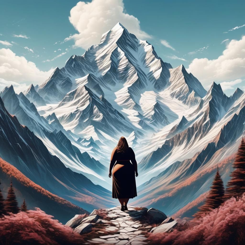 Magnificent Mountain Range Resembling Plus Size Woman