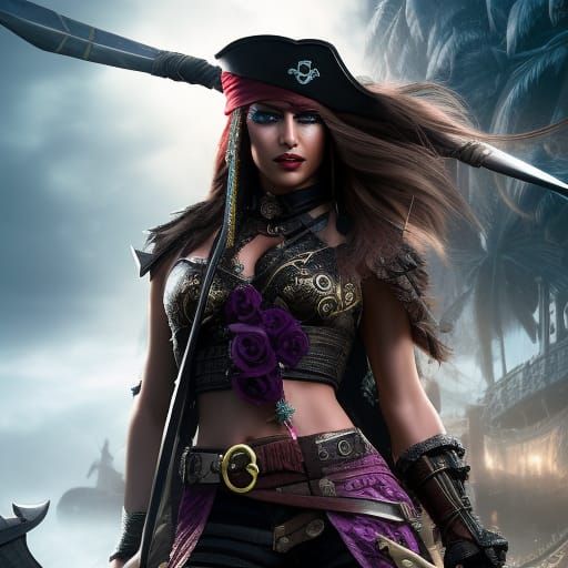 Epic Pirate Woman with Volumetric Lighting
