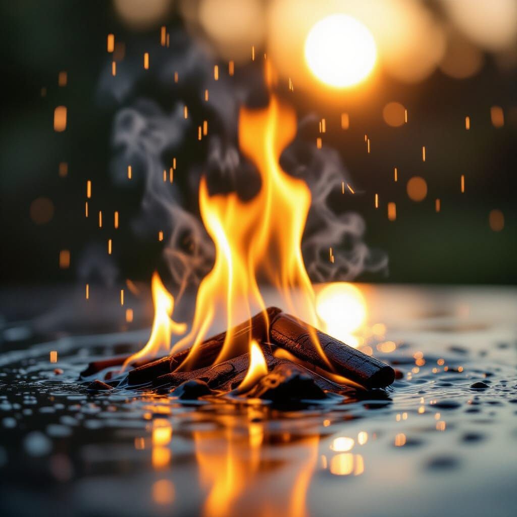 Flames Engulfing Raindrops - Intimate Detail Photography
