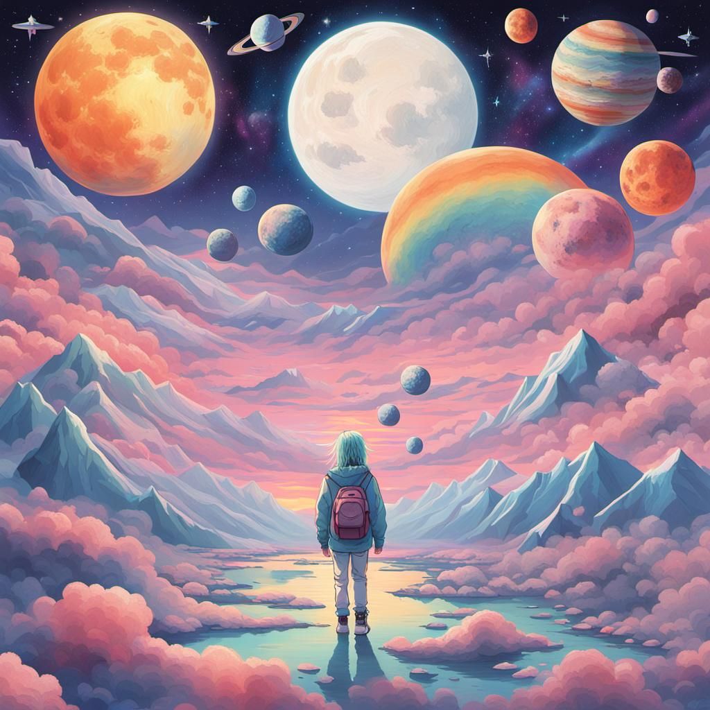 Cosmic Dreamscape with Billie Eilish Elements