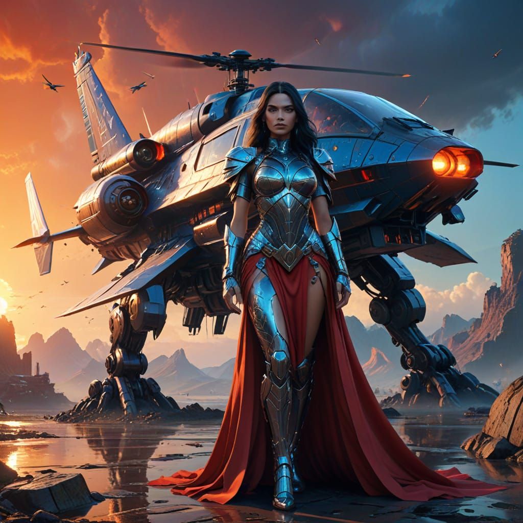 Amazon Warrior Goddess in Futuristic Atlantis