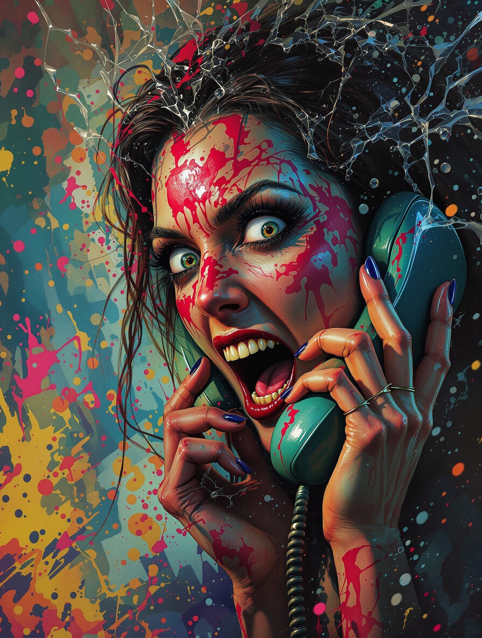 Woman in Dramatic Phone Conversation
