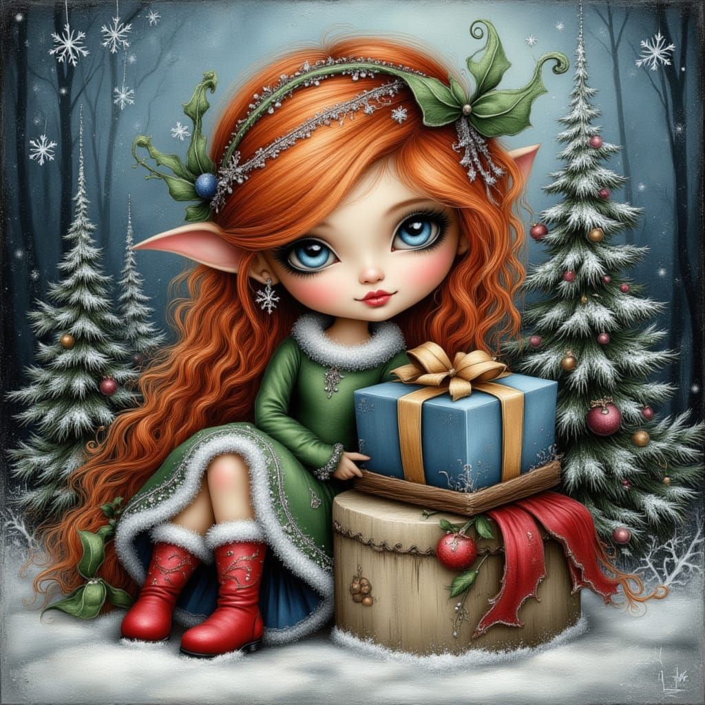 An enchanting highly textured embroidery Painting of a cute ...