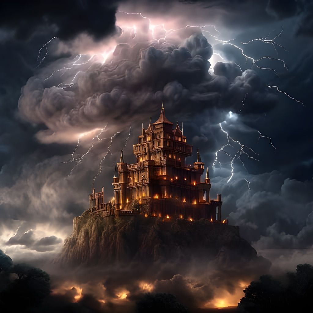 Thunder Castle in a Stormy Landscape