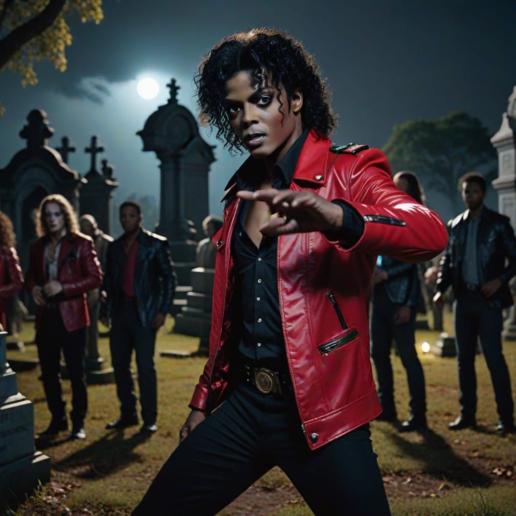 Michael Jackson Zombie Thriller in Hyperrealistic Style