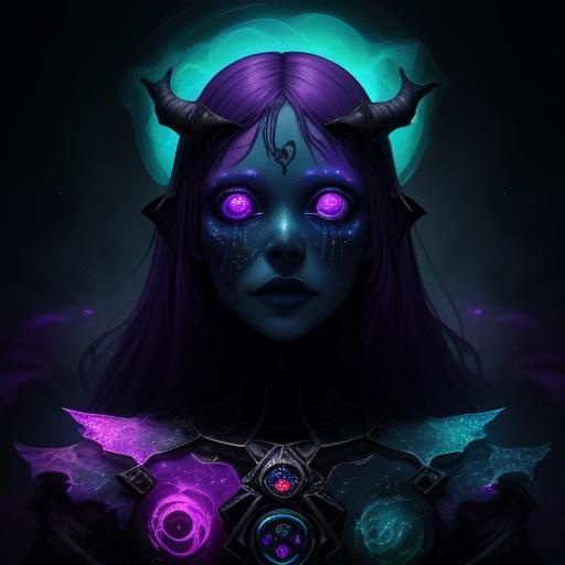 Demonic Girl in Astral Plane as Holographic Art