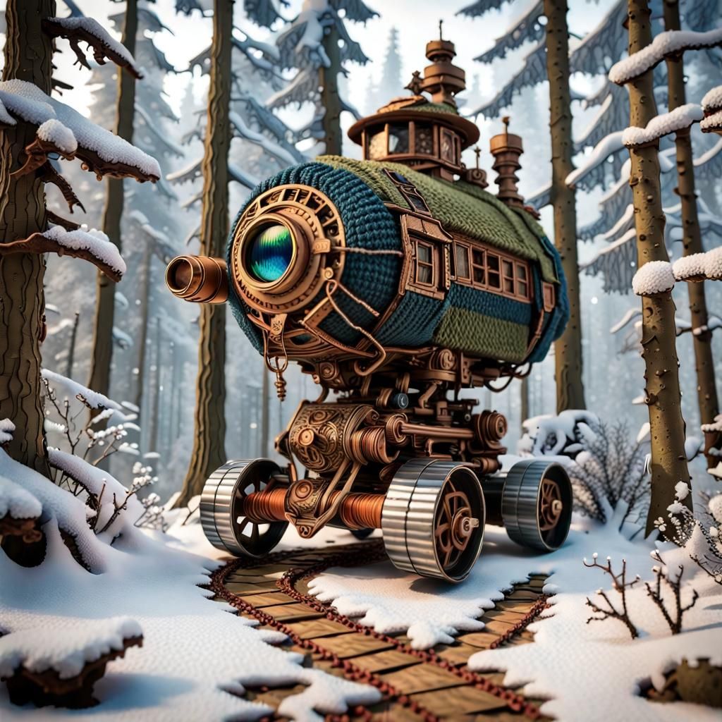 Forest house on wheels insulated with fabric
