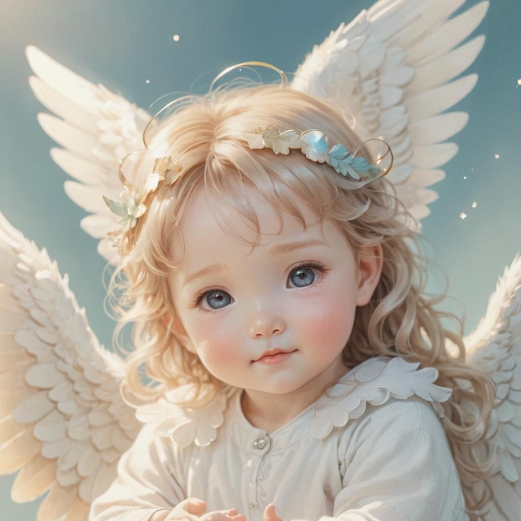 Manga Style Baby Angel Portrait in Pastel Colors