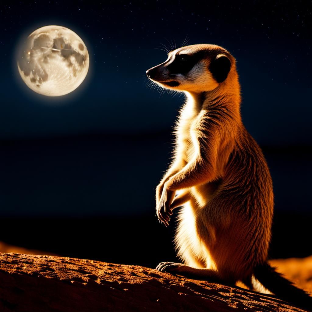 Mysterious Meerkat Masterpiece in Moonlight