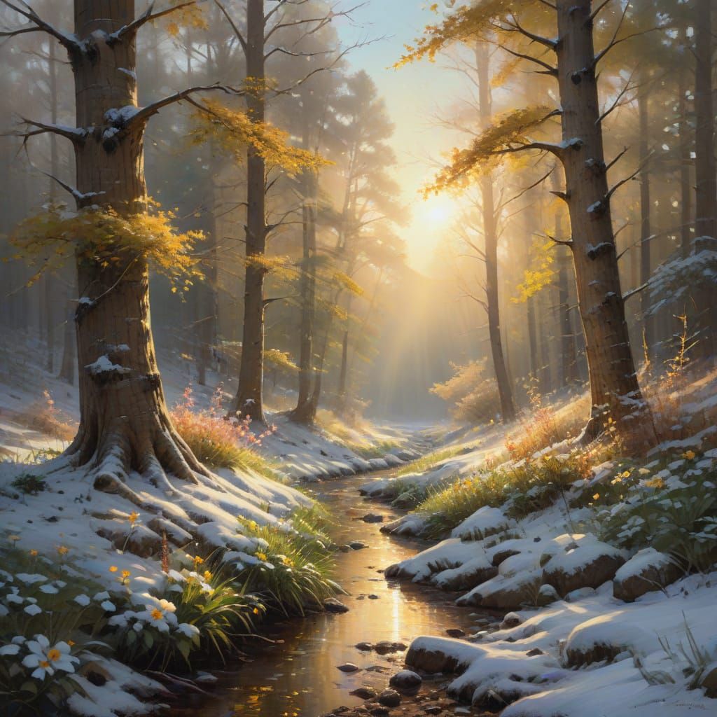 Blossoming Forest in Vibrant Colors