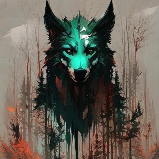 Wolf Portrait in Creepy Forest: Textured Speedpaint