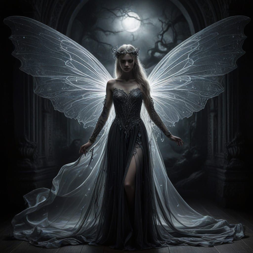 Ethereal Ghost Fairy with Diaphanous Wings