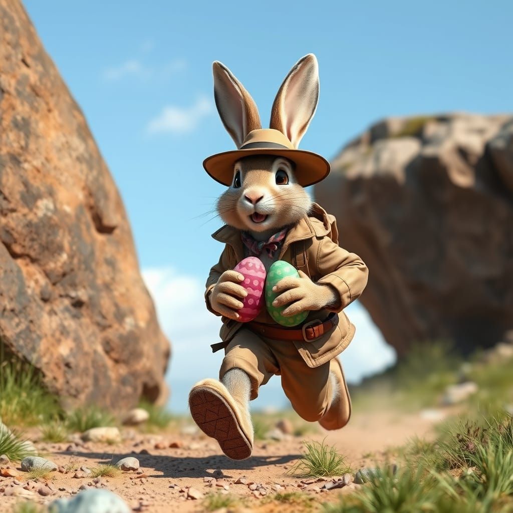 Easter Bunny Escapes Boulder in Explorer Gear