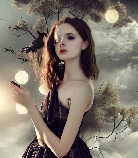 Beautiful Girl in Night Dress: Digital Matte Painting