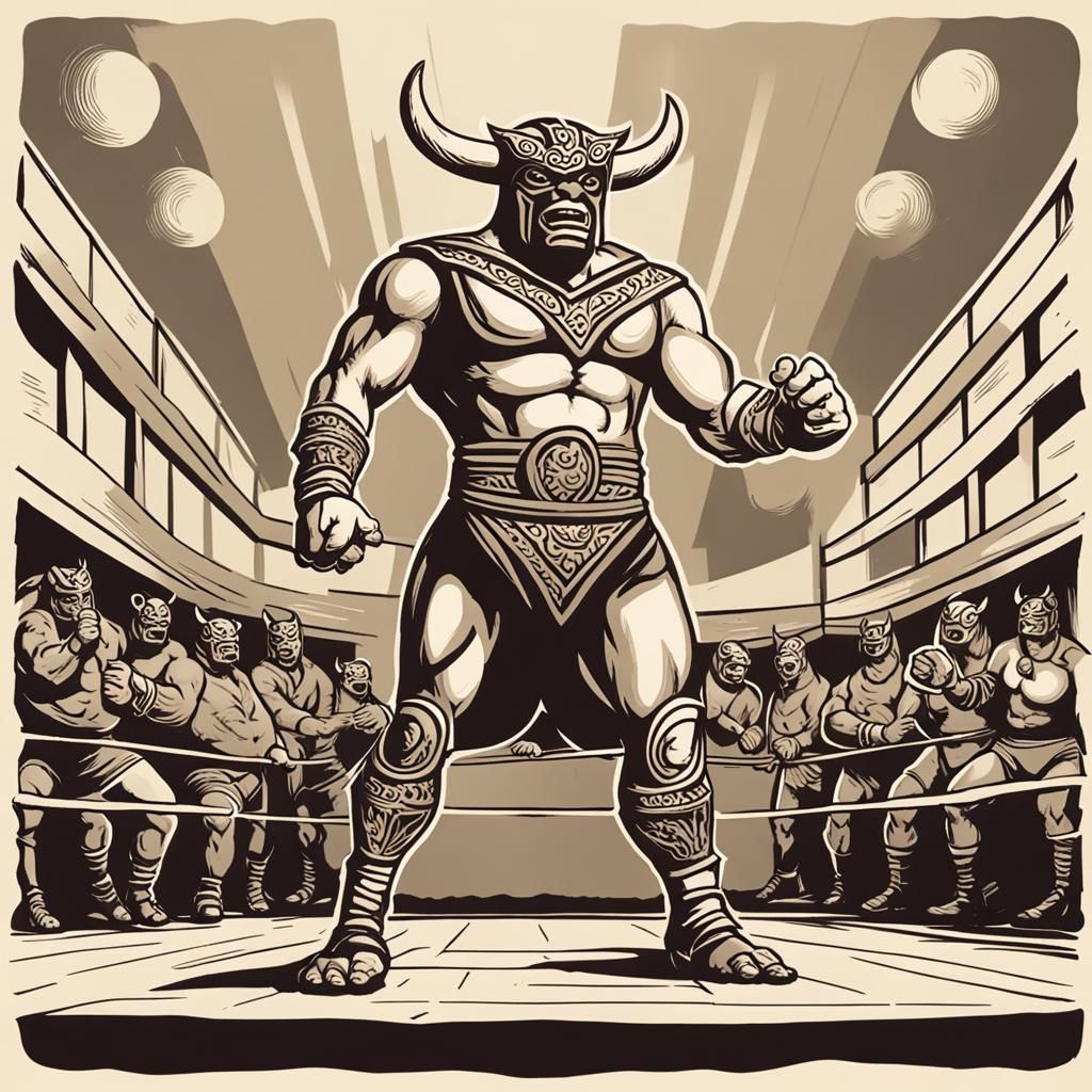 Luchador Minotaur Giving Presentation
