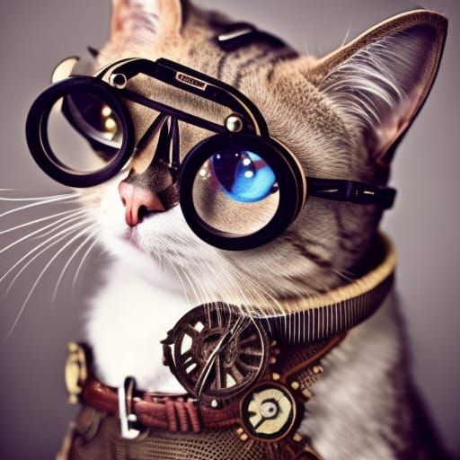 Steampunk Cat Explorer with Engine