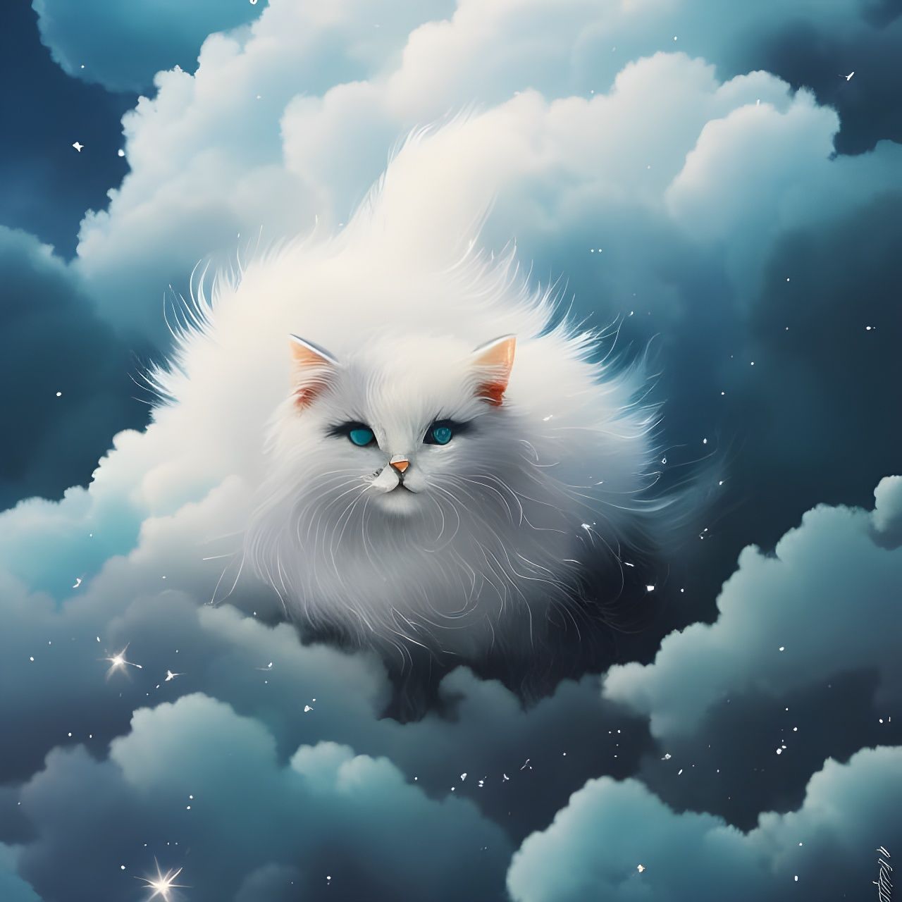 Cloud Cat: Minimalist Digital Illustration
