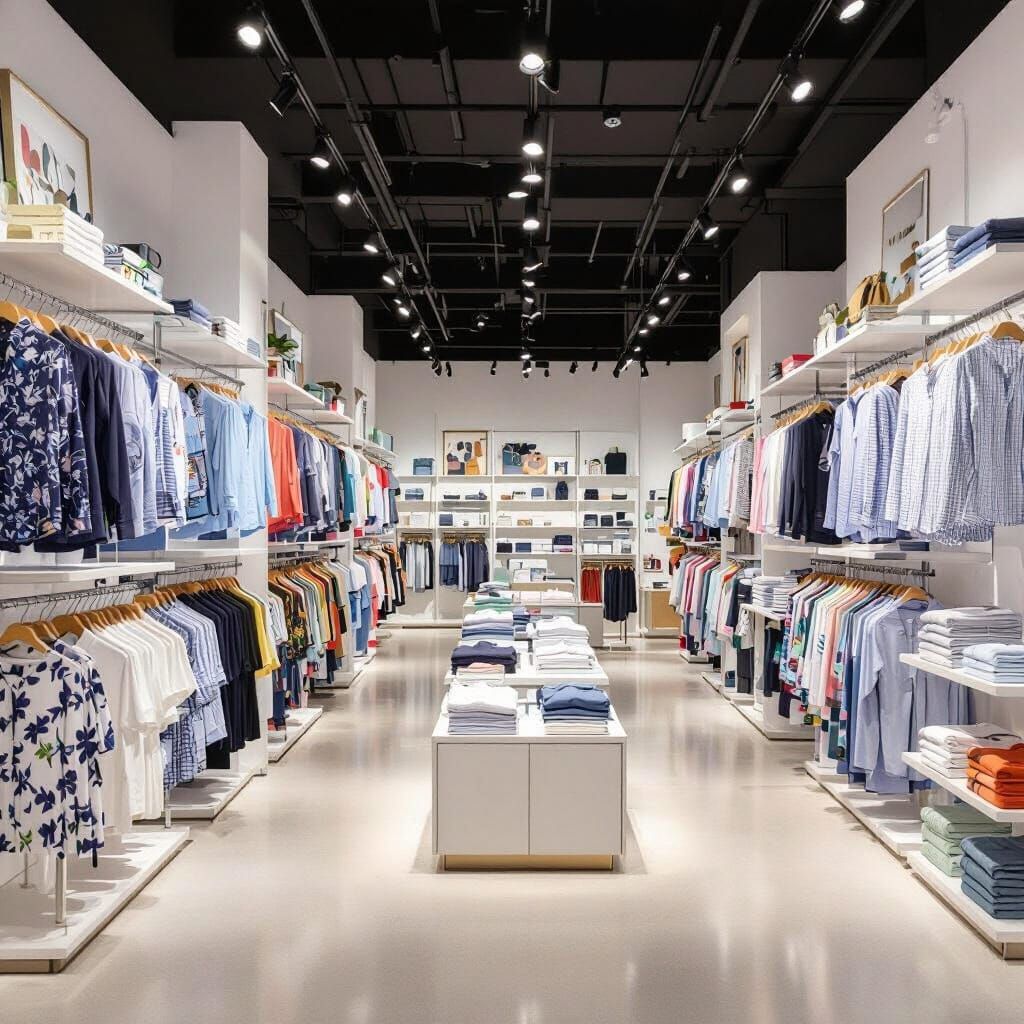 Modern Clothing Store Interior in Digital Art Style