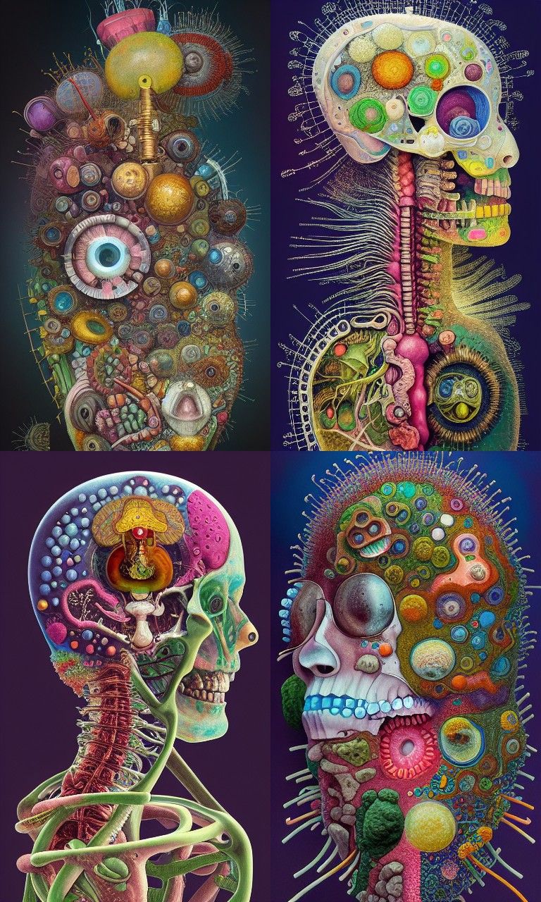 Microorganism Anatomical Cross-section in Maximalist Style